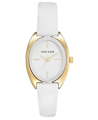 Anne Klein Women's Quartz White Oval Dial White Leather Strap Watch 27.5mm x 35.6mm
