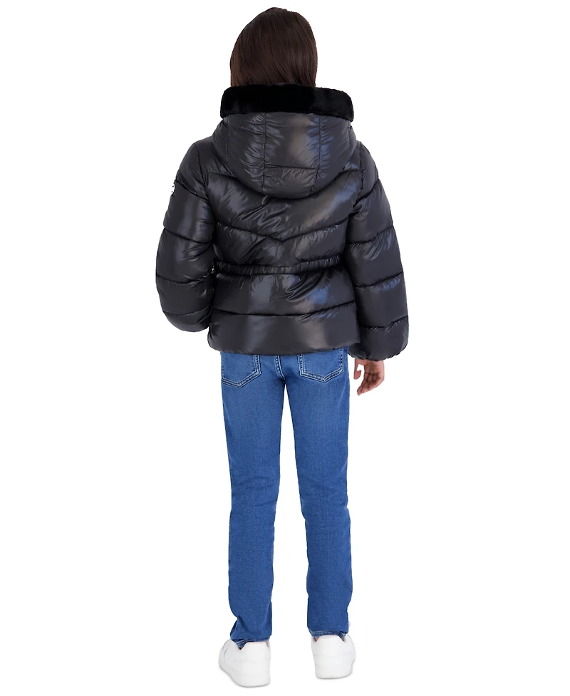 Michael Kors Girls' 5-16 Peplum Heavy Weight Long-Sleeve Puffer Jacket