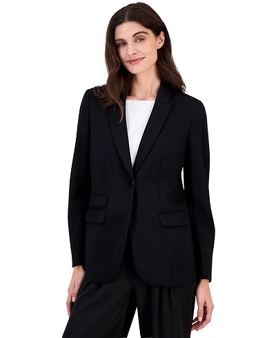 Anne Klein Petite One-Button Triple Pocket Blazer