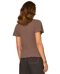 Democracy Women's Flounce Short-Sleeve Crochet Top