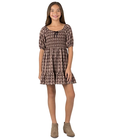 Speechless Girls' 7-16 Smocked Bodice Short-Sleeve Dress