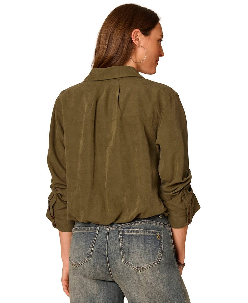 Democracy Women's Spread-Collar Button-Front Top