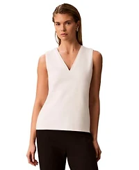 Calvin Klein Womens V Neck Banded Shell Top