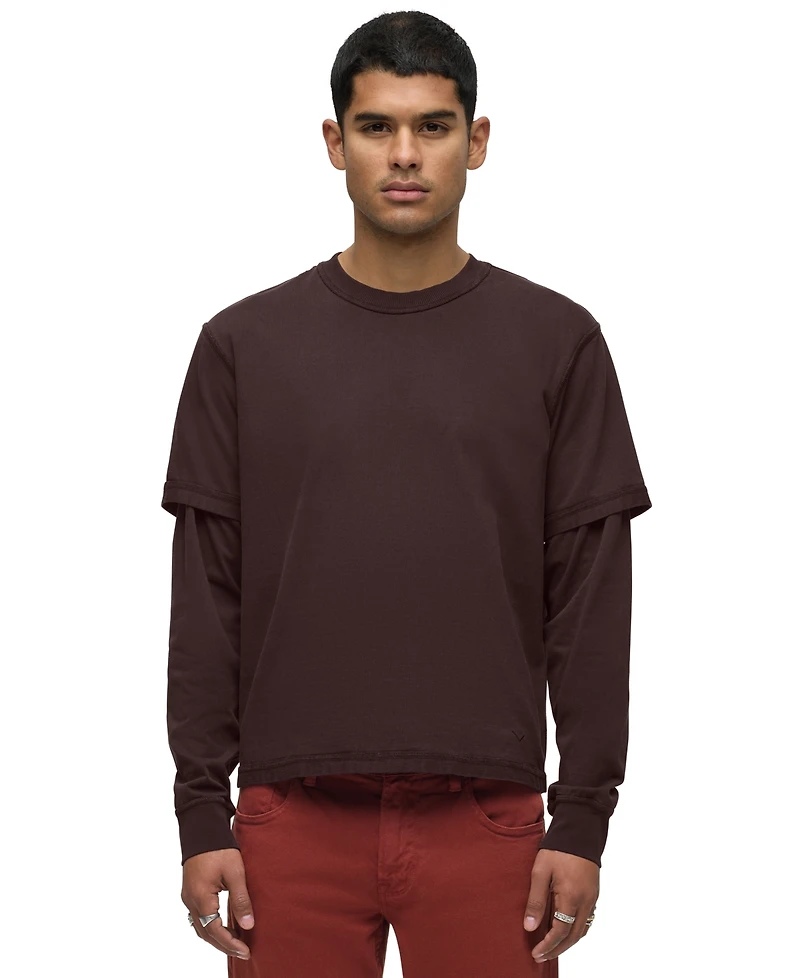 Hudson Jeans Men's Hybrid Long-Sleeve Relaxed-Fit T-Shirt