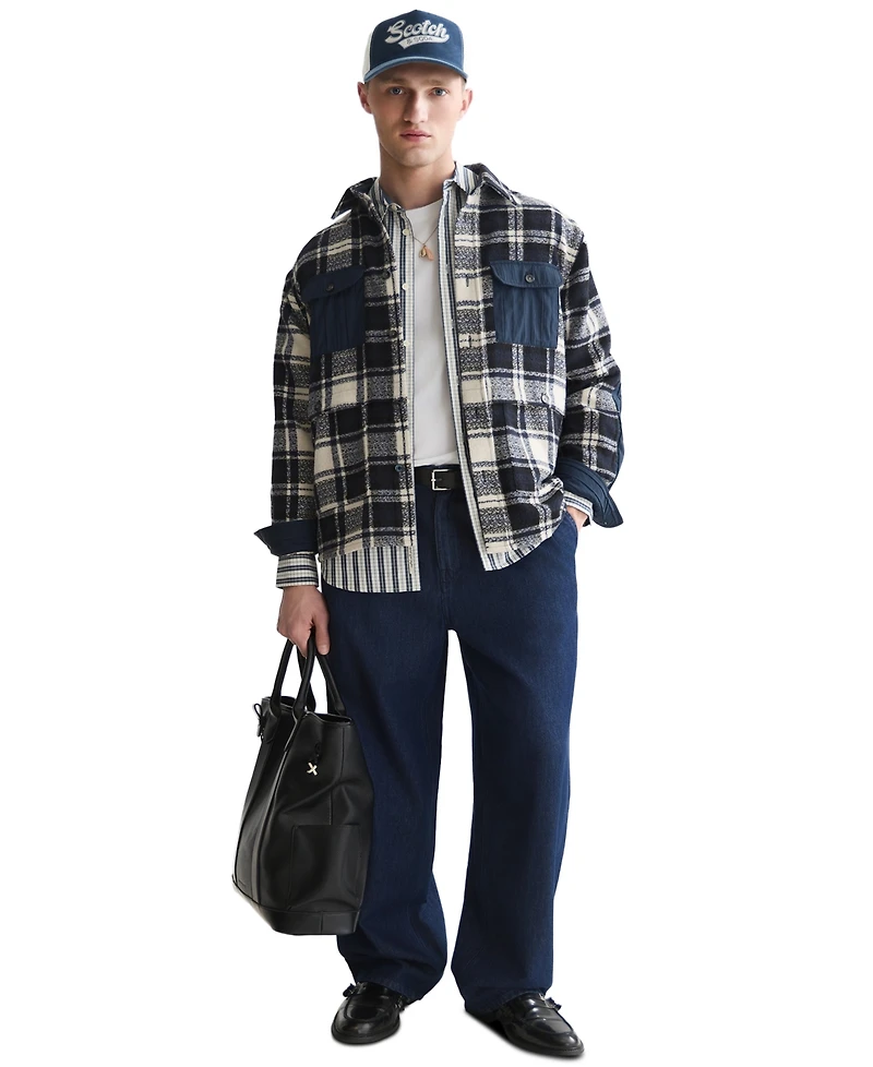 Scotch & Soda Men's Patchwork Relaxed-Fit Overshirt
