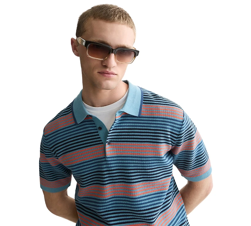 Scotch & Soda Men's Striped Knitted Regular-Fit Polo Shirt