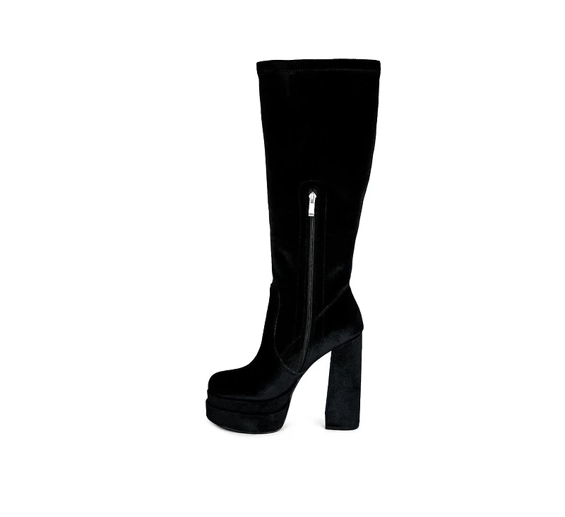 lazuli high block heel velvet boot