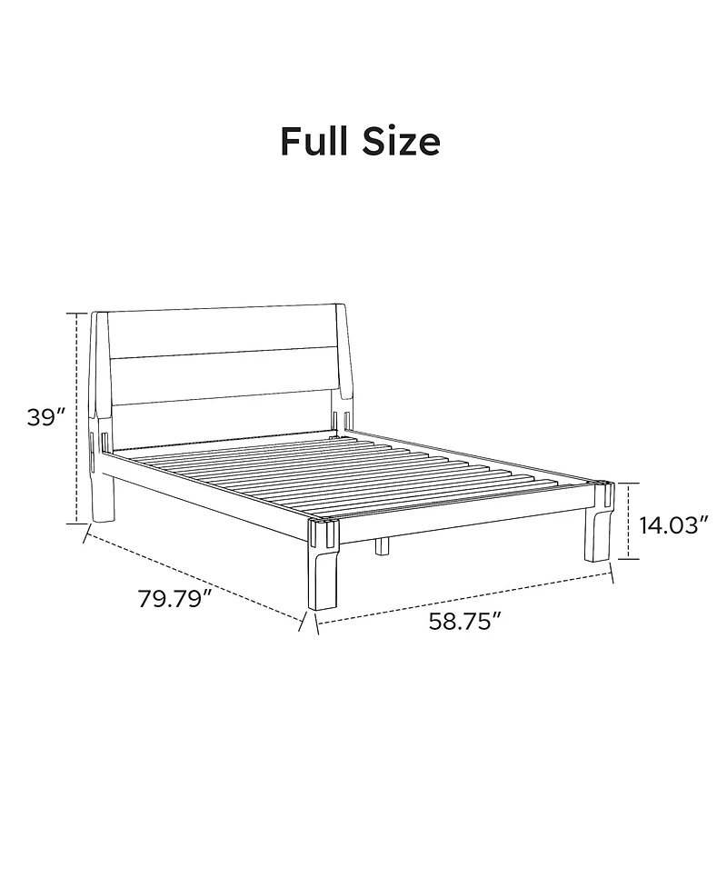 Flexispot Kana Japanese Joinery Solid Wood Platform Bed Frame with Slat Support