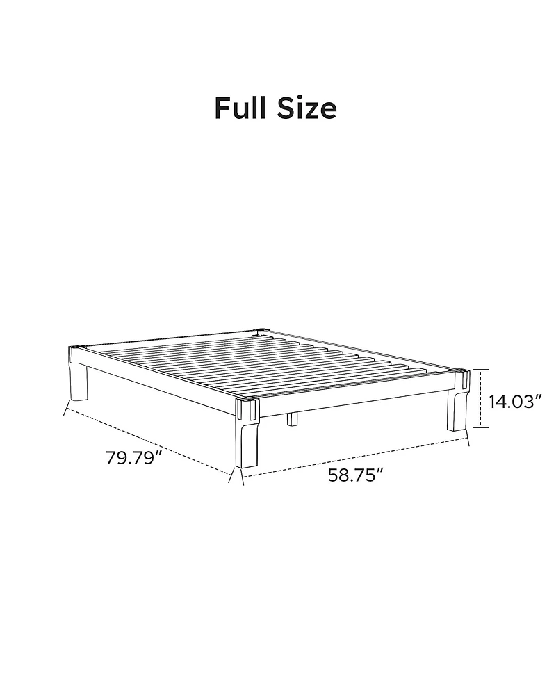 Flexipot Kana Japanese Joinery Solid Wood Platform Bed Frame with Slat Support