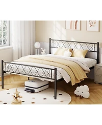 homfan Metal Platform Bed Frame with Headboard and Footboard, Slats, 13.7 Inch Underbed Storage