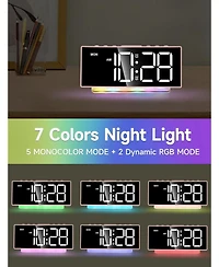 Neewer Modern Curved Cute Digital Alarm Clock,Colorful Led Display,Adjustable Volume,Weekday/Weekend Mode,Simple Clock for Bedroom