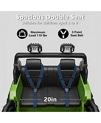 homfan 24V 2-Seater Electric Ride-On Car Motor, 20" Extra Wide Seat, 3-Speed, Parental Remote, Wireless Music, Led Lights, Safety Belt, Utv, Gift
