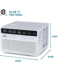 Black+Decker 12,000 Btu Inverter Window Air Conditioner Units for Up To 550 Sq. Ft., Energy Star Rated with Remote Control