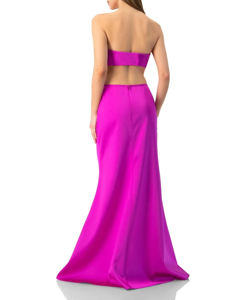 Ivonne Women's Strapless Bow-Front Crop -Top Gown Satin