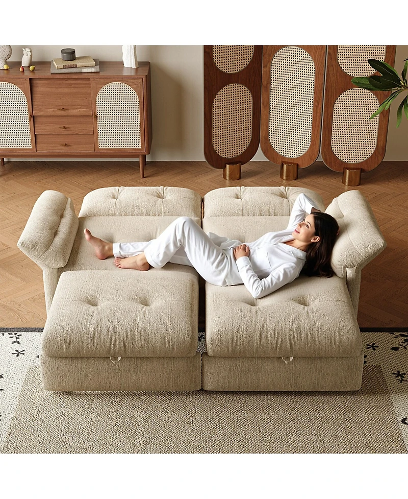 Lucky One 81.5" 2-in-1 Convertible Sleeper Sofa Bed, Multifunctional Plush Couch with Pull Out Bed