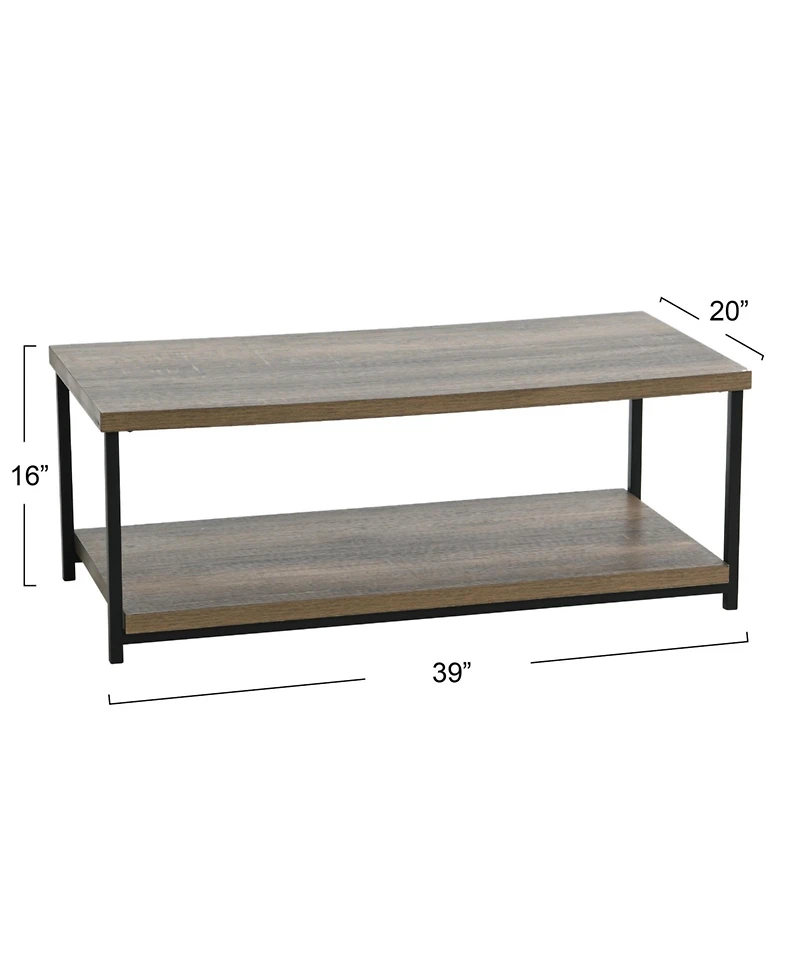 Household Essentials Jamestown Rectangular Coffee Table with Storage Shelf