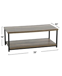 Household Essentials Jamestown Rectangular Coffee Table with Storage Shelf