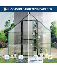 gaomon Heavy Duty 8x16Feet Aluminum Polycarbonate Walk-In Greenhouse Roof Vent, Lockable Door, All Weather Gardening Tent for Backyard, Patio, Garden