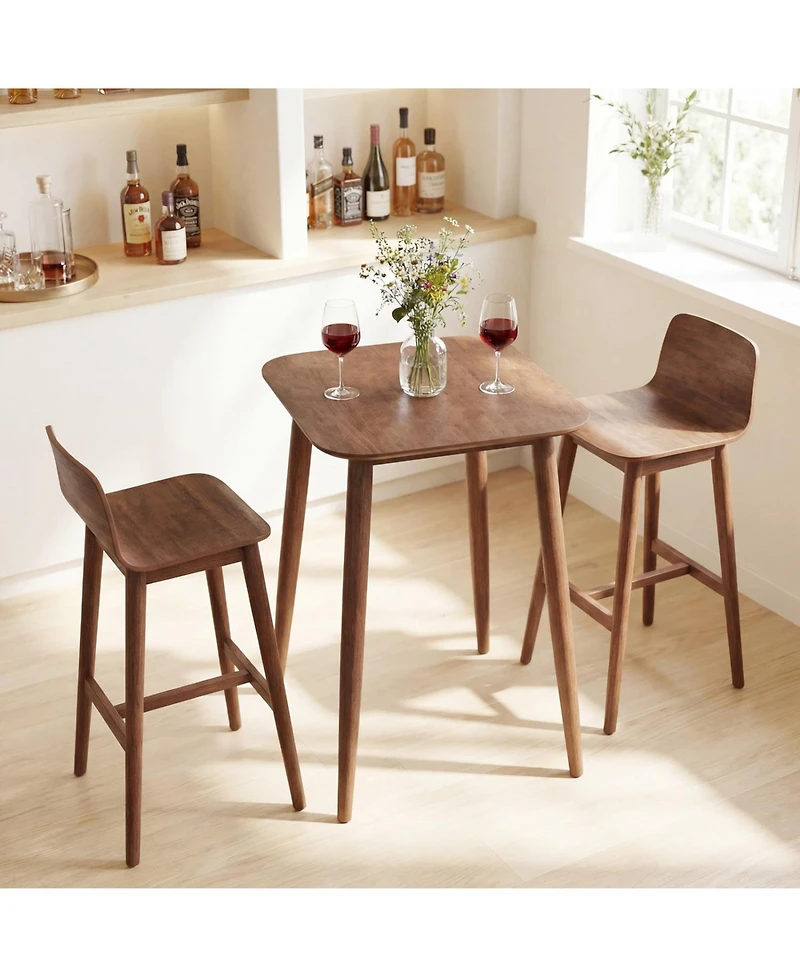 Slickblue 36 Inch Bar Height Table Solid Rubber Wood Legs Wooden Pub Table