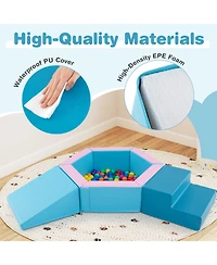 Slickblue Toddler 3 Piece Baby Foam Climbing Blocks Set with 100 Ocean Balls for Climb and Crawl