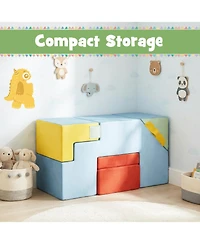 Slickblue Toddler Children's Foam Play Block Set with Velvet Covers, Table and Chair Design
