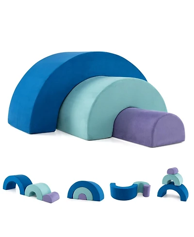 Slickblue Kids Soft Foam Climber Set with Rainbow Arc Design and Removable Covers