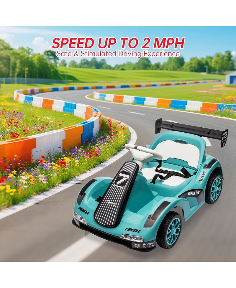 homfan Electric Go Kart Ride-On Racing Car, Dual Motors, Remote Control, Safety Belt, Led Headlights, Music, Standard Test Method Certified
