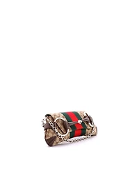 Pre-Owned Gucci Medium Horsebit Nm Web Chain Clutch Gg Canvas
