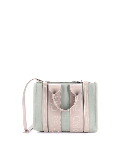 Pre-Owned Chloe Small Woody Convertible Tote Linen and Leather
