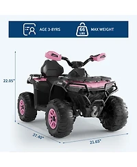 homfan Electric Kids Atv 4-Wheeler Ride-On Car for Ages 3-8 - Dual Motors, Remote Control, Led Headlights, Music Player, Urgent Brake