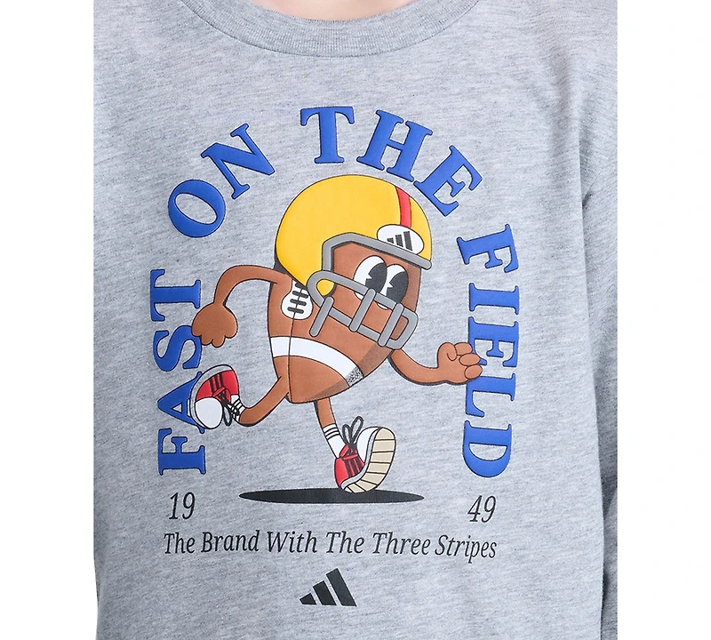 adidas Boys' 2T-7 Long-Sleeve Sport Graphic Heather T-Shirt