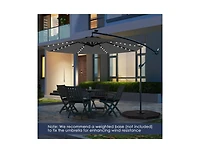 Clihome 10 Feet Solar Offset Hanging Umbrella with 40 Lamp Beads and Panel