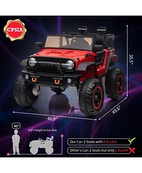homfan 24v 2 Seater Electric Ride On Truck, 4 Wheel Battery Powered Car Toy with Remote Control for Boys and Girls Ages 3 to 8