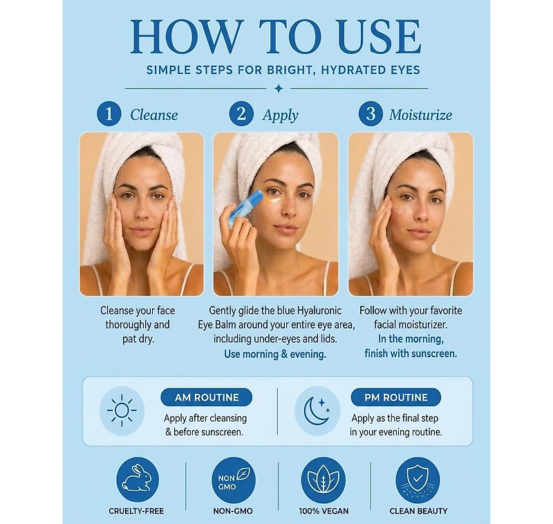 Lovery Hyaluronic Hydration-Boosting Eye Balm - Korean Skin Care Moisture and Line-Smoothing Treatment