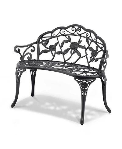 Vevor Outdoor Bench 38.8in Metal Garden Bench 480lbs Park Patio Yard Porch Bench