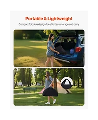 Vevor Folding Portable Camping Table Oxford Outdoor Picnic RoundTable 4 Cup Holders