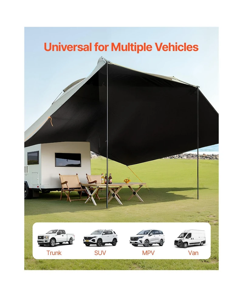 Vevor Vehicle Awning 10' x 7' Shade Coverage Car Side Awning PU2000 mm UV50+