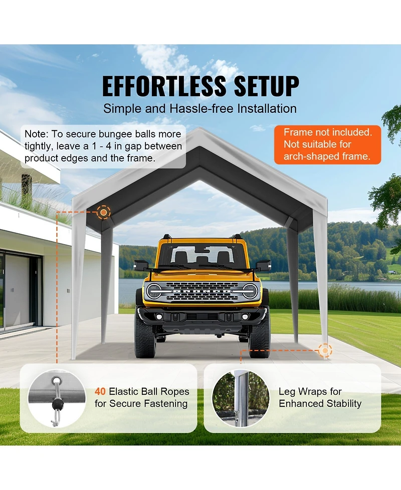 Vevor Carport Replacement Canopy Car Shelter Tent 10x20ft Not Include Frame