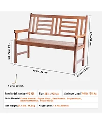 Vevor Outdoor Bench 48 in Wood Garden Bench 700 lbs Park Patio Yard Porch Bench