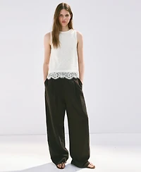 Mango Women's Lace Detail Knit Top