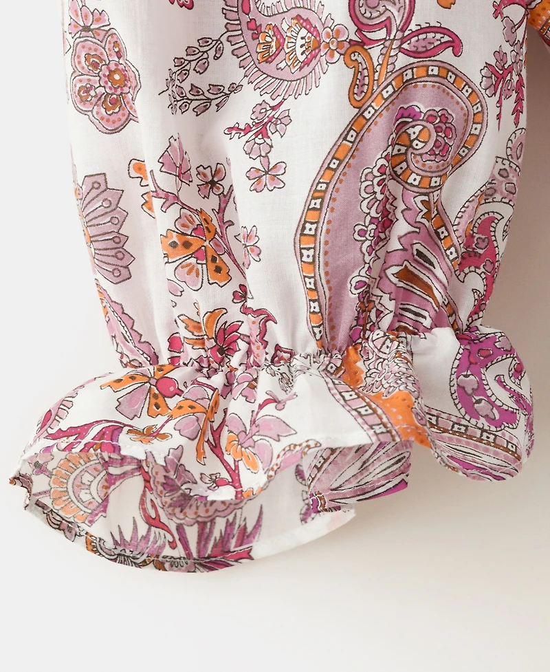 Mango Women's Paisley-Print Ruffled Blouse