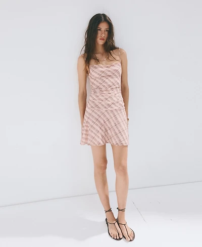 Mango Women's Gathered Checked Dress