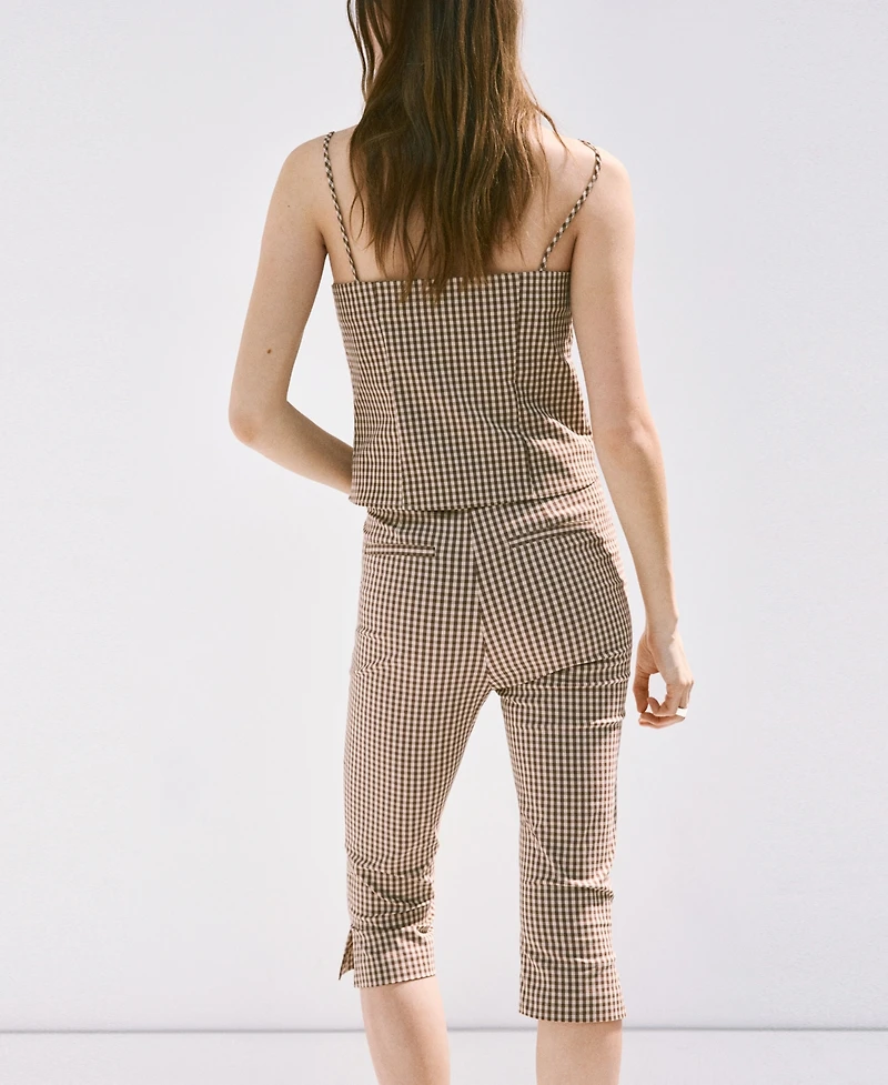 Mango Women's Gingham Capri Pants