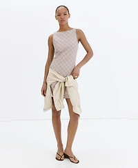 Mango Women's Back Detail Checkered Dress