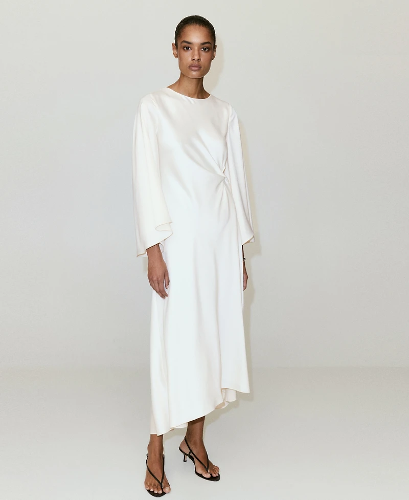 Mango Women's Ruched Satin Dress