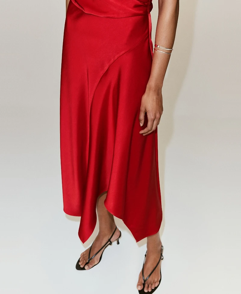 Mango Women's Asymmetrical Satin Dress