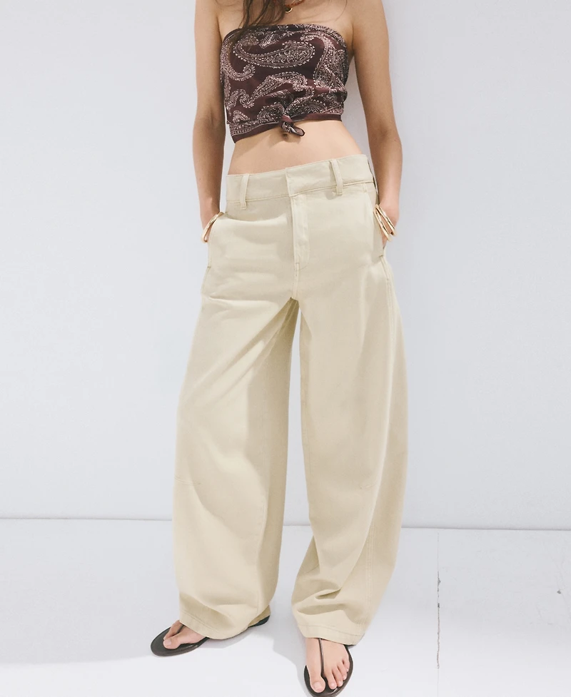 Mango Women's Seams Balloon Jeans