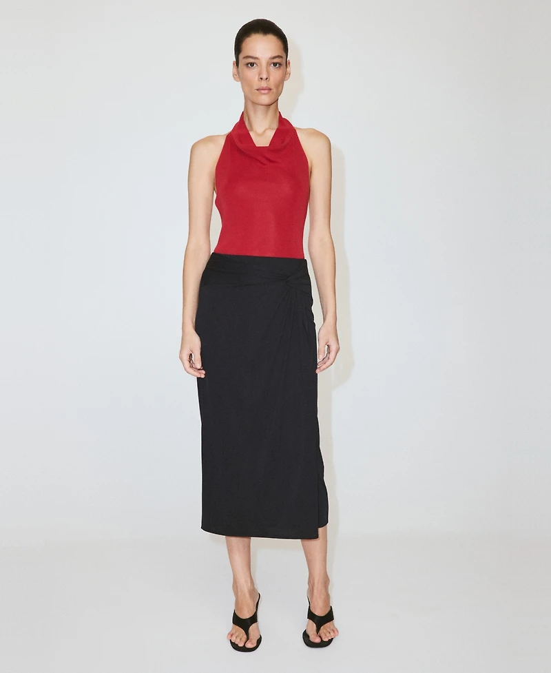 Mango Women's Fitted Ruched Skirt