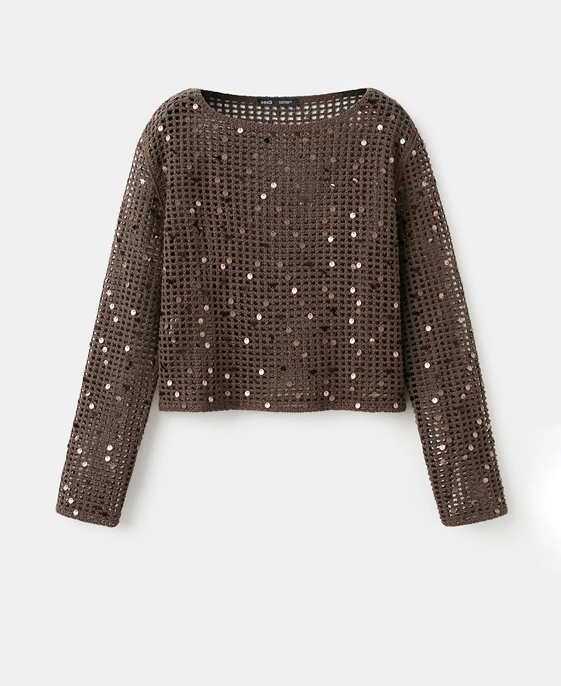 Mango Women's Sequined Crocheted Sweater