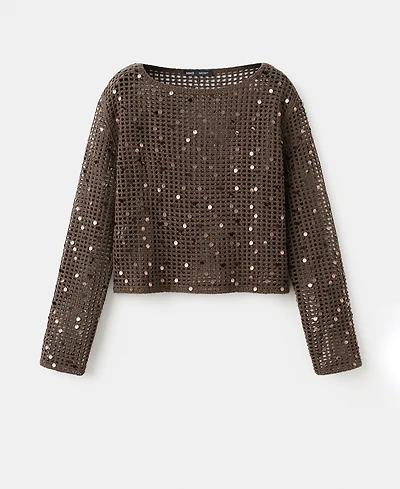 Mango Women's Sequined Crocheted Sweater